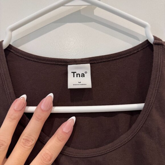 Aritzia Tna Ribbed Mini Chill Malibu Dress – Cocoa Brown / Size M - Picture 7 of 7